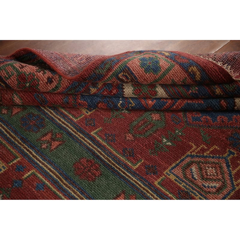 Geometric Red Sirjan Oriental Area Rug Handmade Wool Carpet - 7'11"x 9'11"