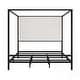 preview thumbnail 14 of 21, Metal 4-Poster Bed Frame Modern Canopy Upholstered Bed with Tall Upholstered Headboard