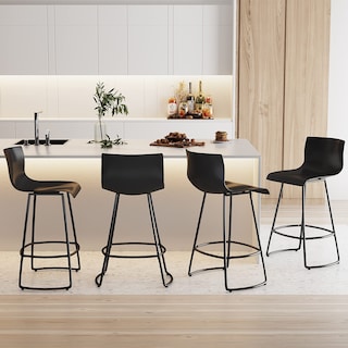 Bar Stools Set of 4  Counter Height Bar Stools Modern Swivel Bar Stools Bar Chairs with Back Plastic