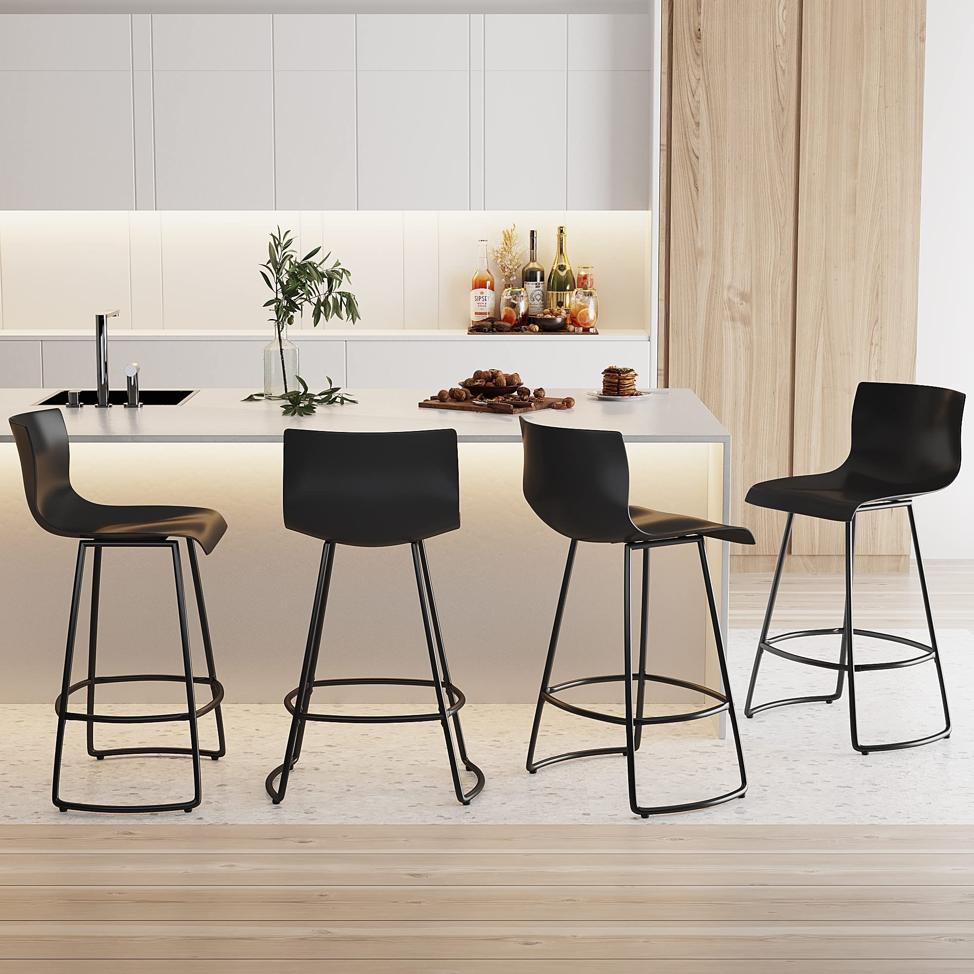 Bar Stools Set of 4 Counter Height Bar Stools Modern Swivel Bar Stools Bar Chairs with Back Plastic