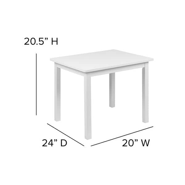 dimension image slide 4 of 6, Kids 3 Piece Solid Hardwood Table and Chair Set for Playroom, Kitchen