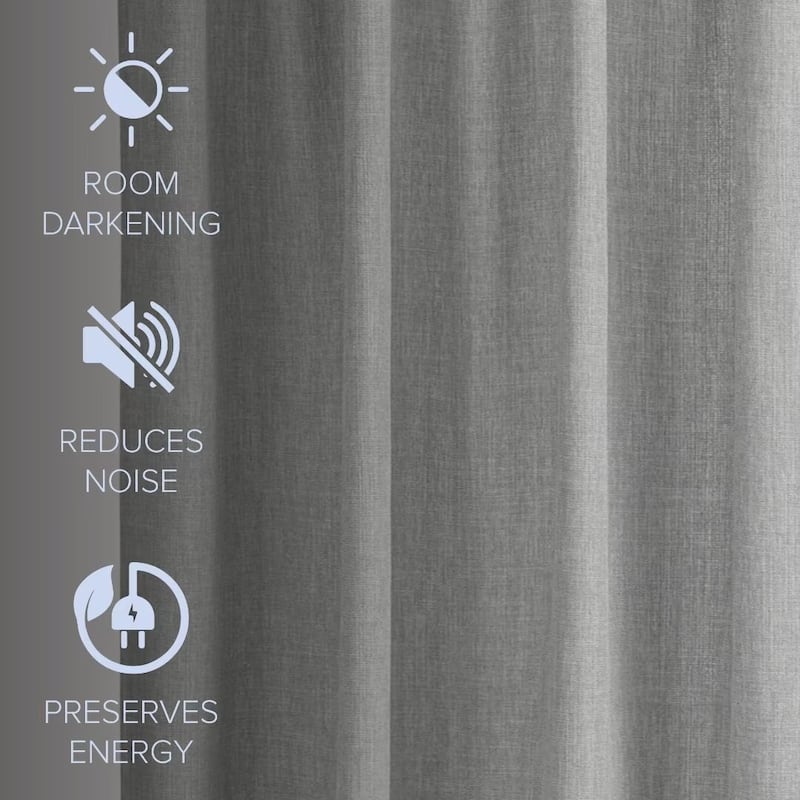 Linen Texture Tie Top Room Darkening Curtain Pair(2 panels)