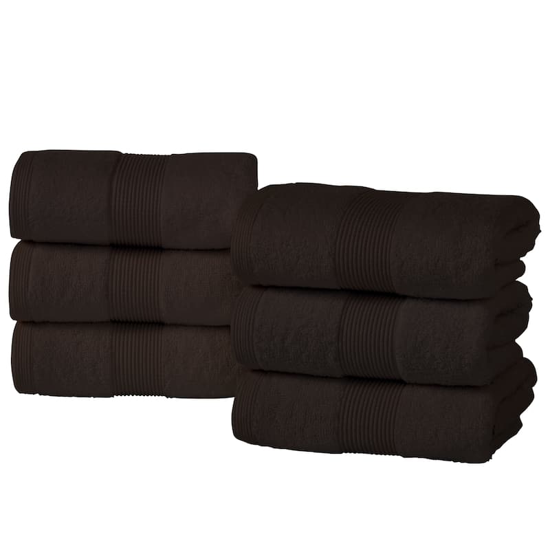 Fabstyles Luxury Hand Towels 16 x 28 Inches Set of 6 - 16x28 - Chocolate