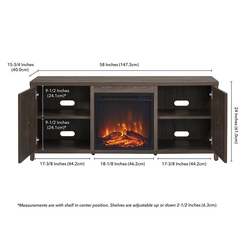 Granger 58" TV Stand with Log Fireplace Insert