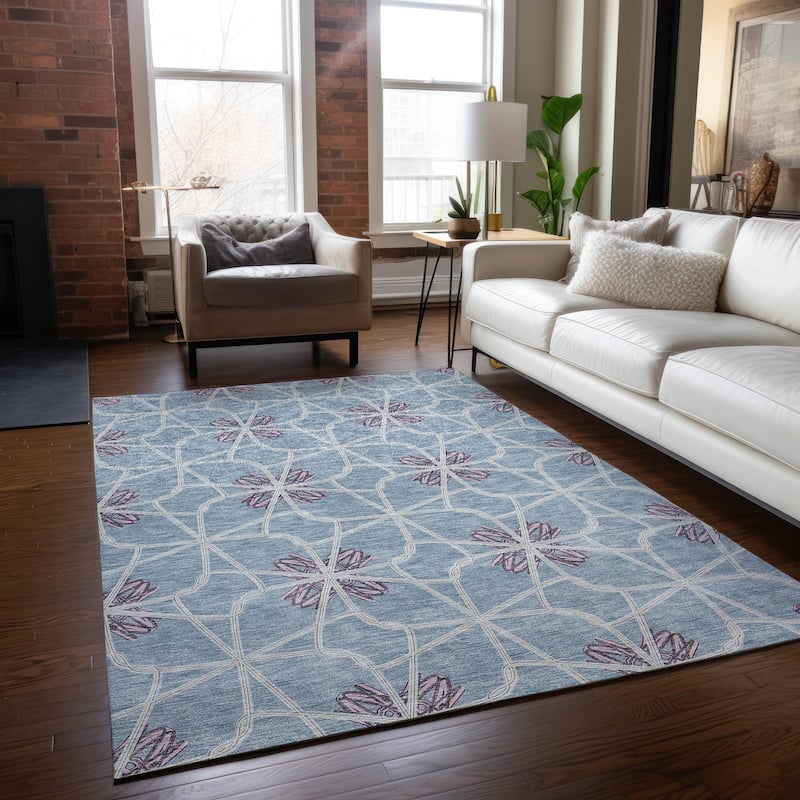 Machine Washable Indoor/ Outdoor Chantille Contempoary Whimsy Rug