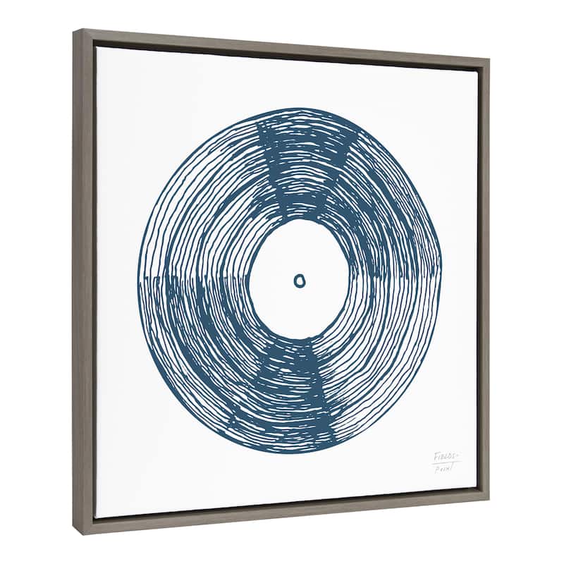 Kate and Laurel Sylvie Record Blue Framed Canvas by Statement Goods