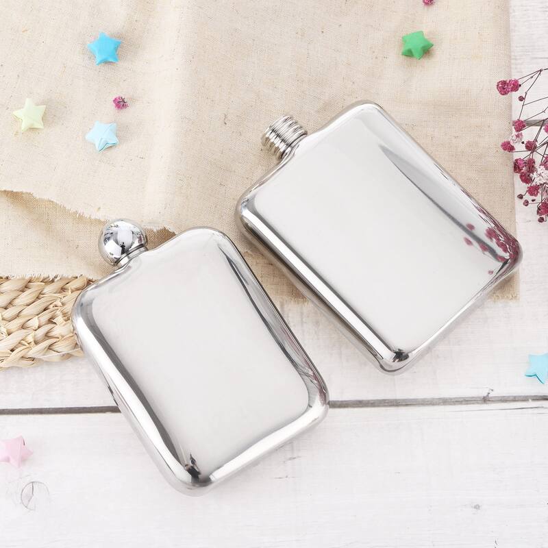 7oz Stainless Steel Hip Flask for Camping Outdoor Activity, Ball Cap - Silver