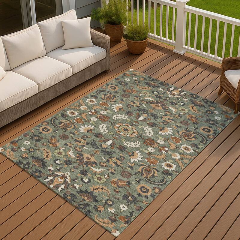 Machine Washable Indoor/ Outdoor Traditional Lanelle Chantille Rug