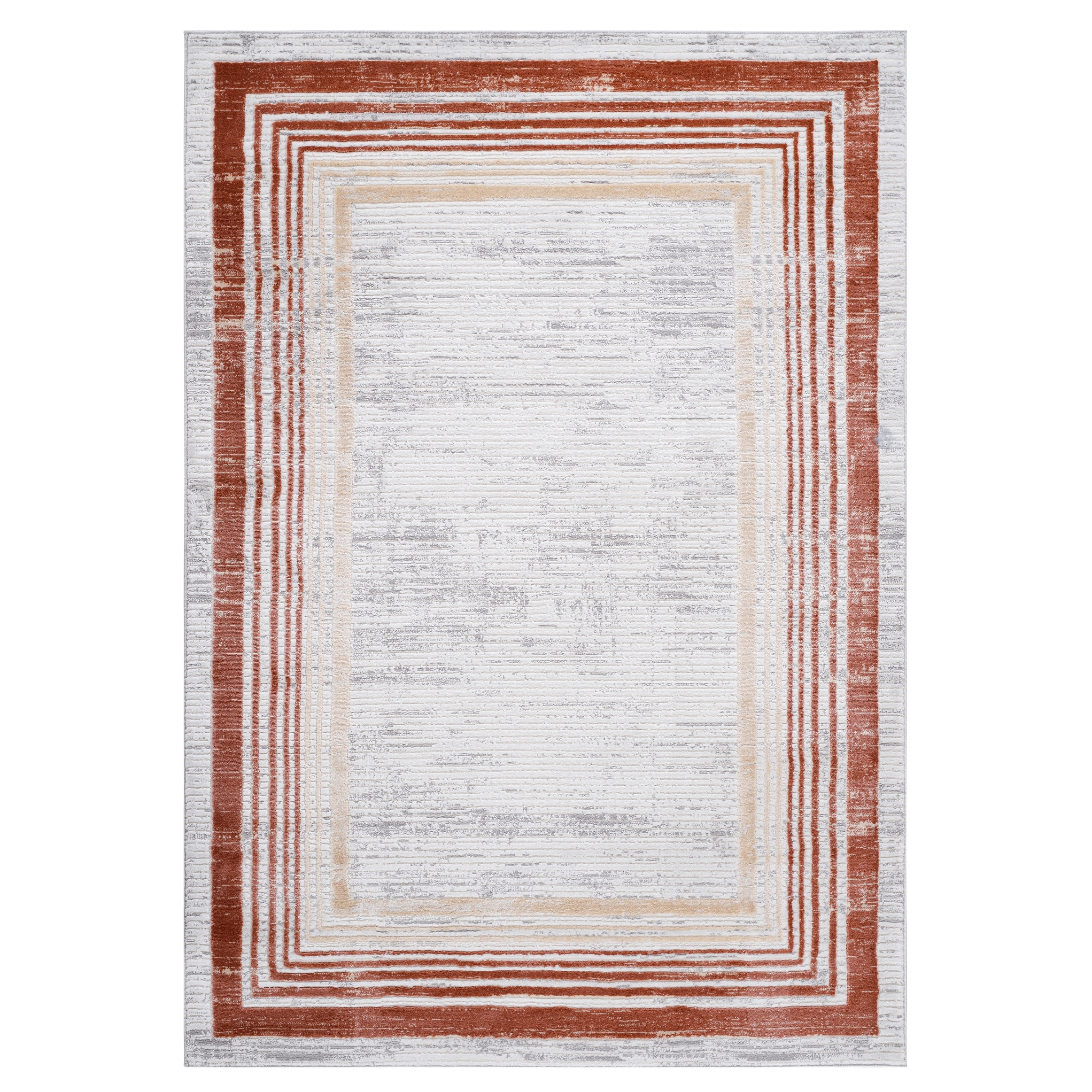 MARFI Collection Brown / Ivory / Bordered Non-Shedding Area Rug