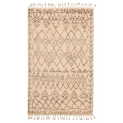 ECARPETGALLERY Hand-knotted Tangier Cream Wool Rug - 4'11 x 8'0