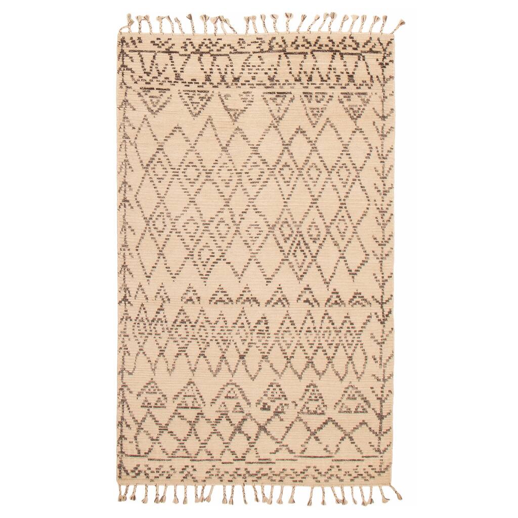 ECARPETGALLERY Hand-knotted Tangier Cream Wool Rug - 4'11 x 8'0