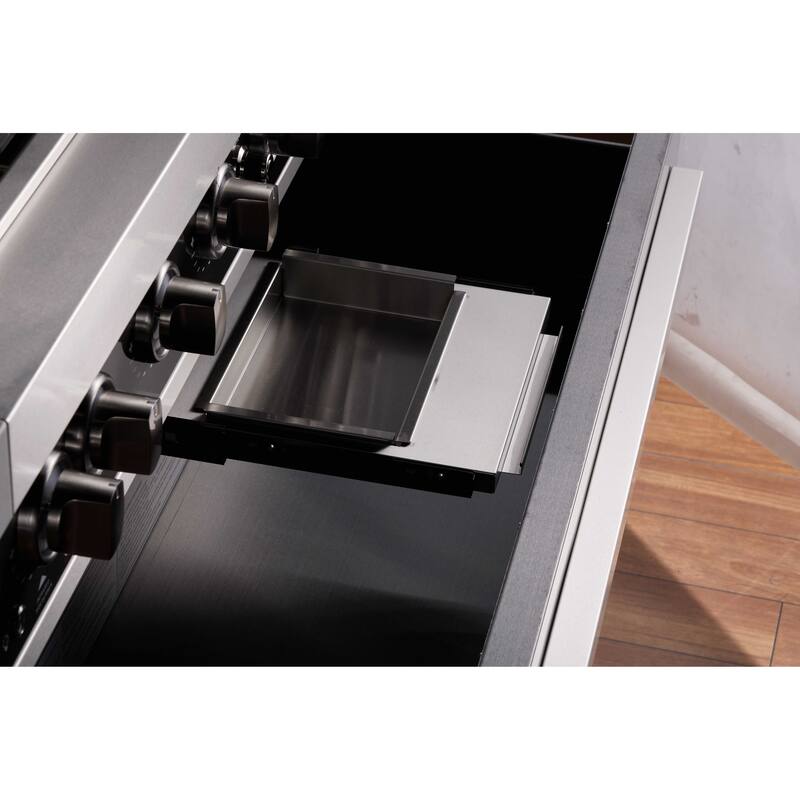 Mont Alpi 132"W x 23"D Stainless Steel Premium Outdoor Kitchen Island with Refrigerator Faucet & Sink + 44"W 6-Burner BBQ Grill