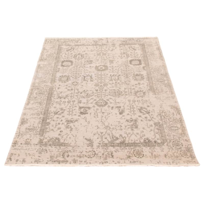 ECARPETGALLERY Hand-knotted Heritage Grey Silk, Wool Rug - 5'7 x 7'11