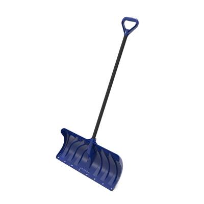 24-Inch Heavy Duty Snow Pusher w/Steel Wear Strip and D-Grip Handle, Blue