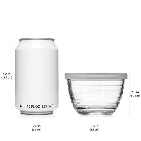 dimension image slide 0 of 2, Libbey Small Glass Bowls with Lids, 6.25-ounce, Set of 8 - Set of 16