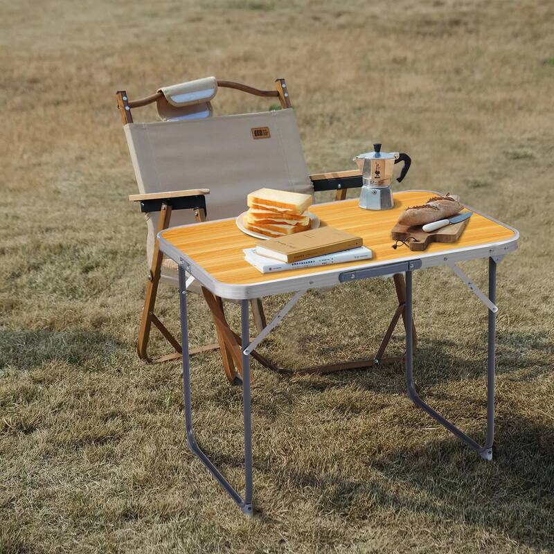Portable 2.3ft Aluminum Folding Table for Outdoor Camping - 27.56" x 19.69" x 23.62"