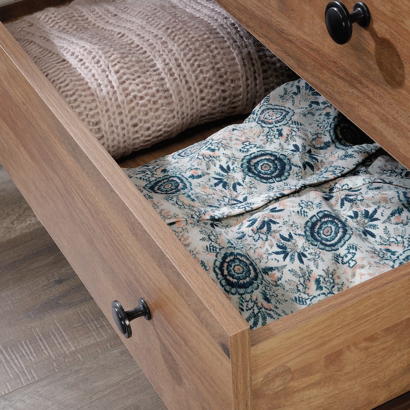 Wood Dresser with Spacious Drawers and Open Shelves