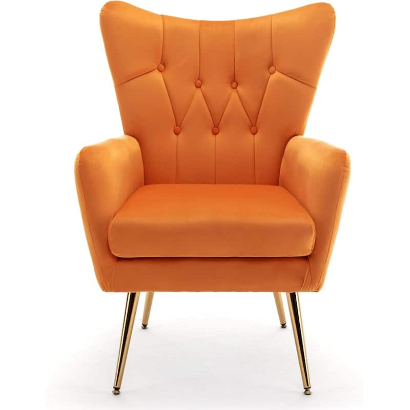 US Pride Furniture Modern Accent Chair with Ergonomic High Wingback Microfiber Upholstered Armchair with Metal Legs