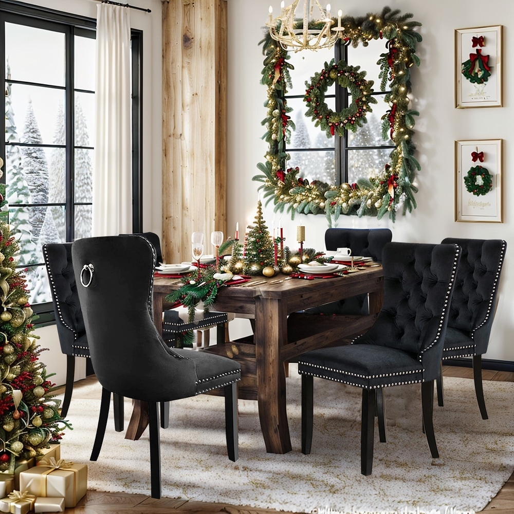 Black upholstered online dining chairs