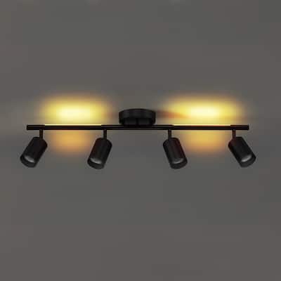 30" 4-Light Matte Black Track Light LED Night Light Pivoting Heads - 5"