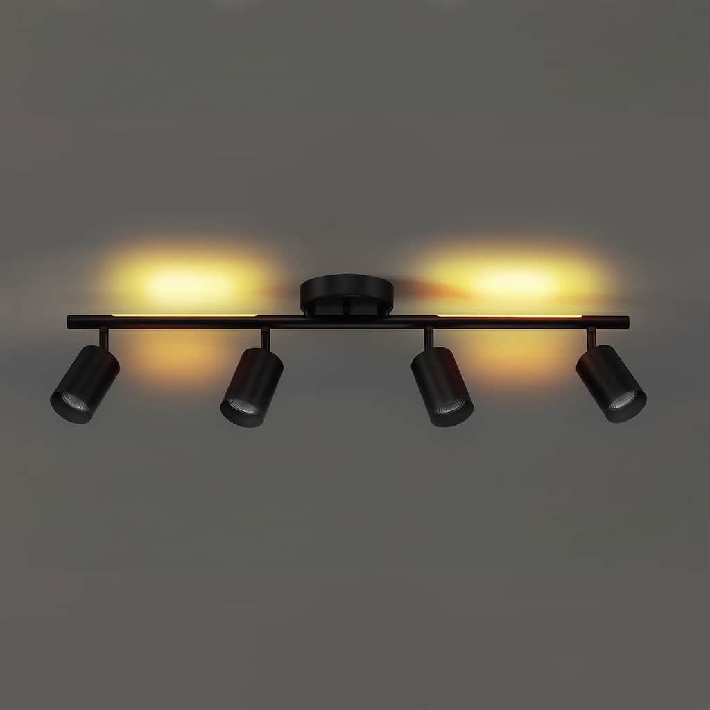30" 4-Light Matte Black Track Light LED Night Light Pivoting Heads - 5"