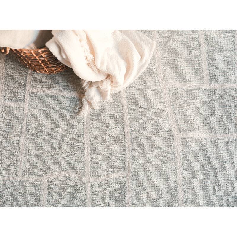 Exquisite Rugs Tangiers Handmade Hand-tufted New Zealand Wool on Canvas Blue/Ivory Area Rug
