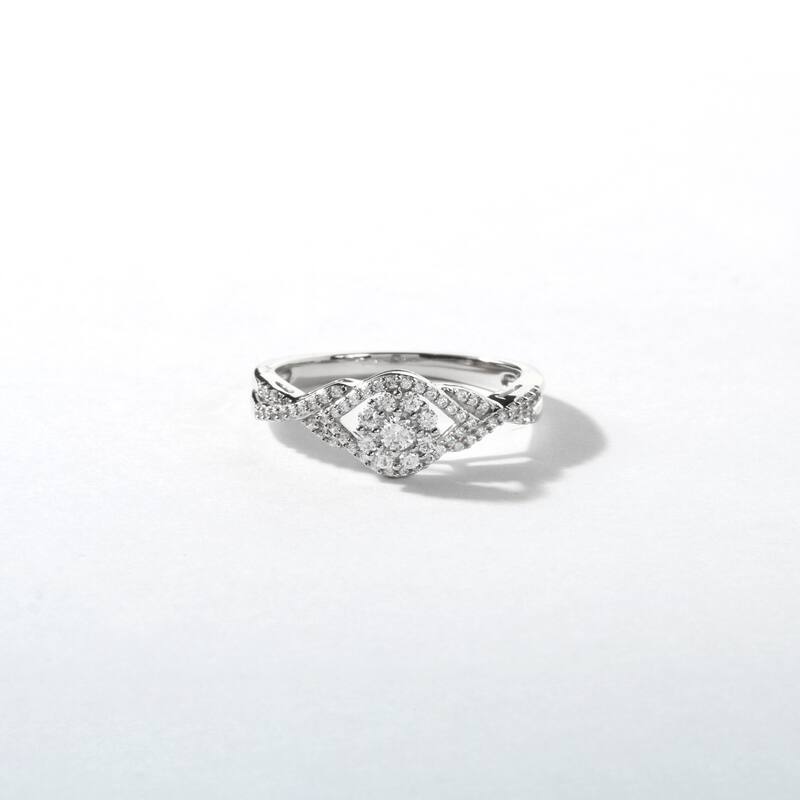 1/3ct TDW Diamond Cluster Engagement Ring in 10k Gold for Women