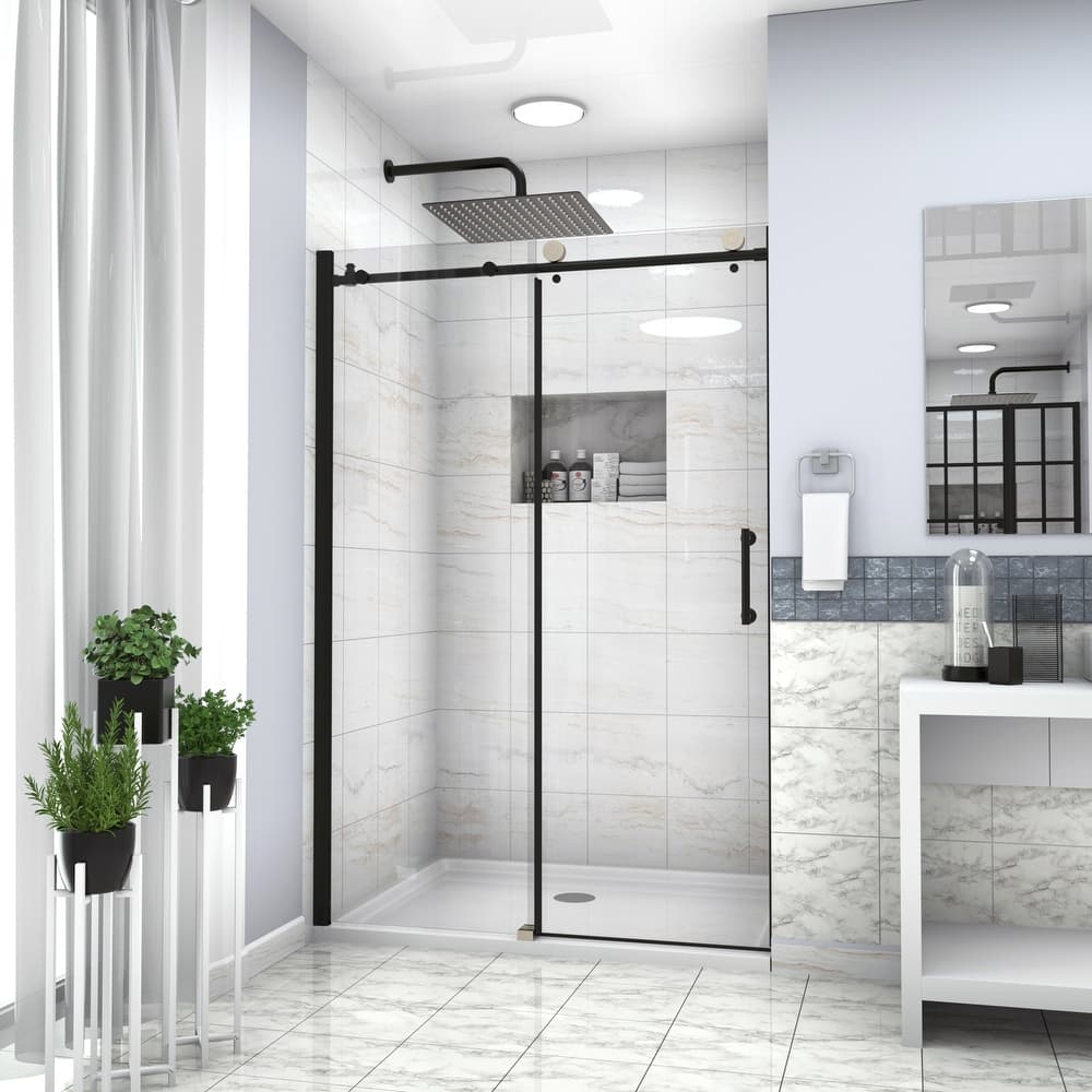 48"W x 76"H Single Sliding Semi-Frameless Shower Door - 48'' x 0.32'' x 76''