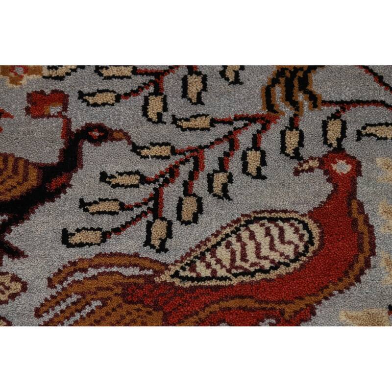 Animals Pictorial Ziegler Indian Runner Rug Hand-Knotted Wool Carpet - 2'7"x 8'0"