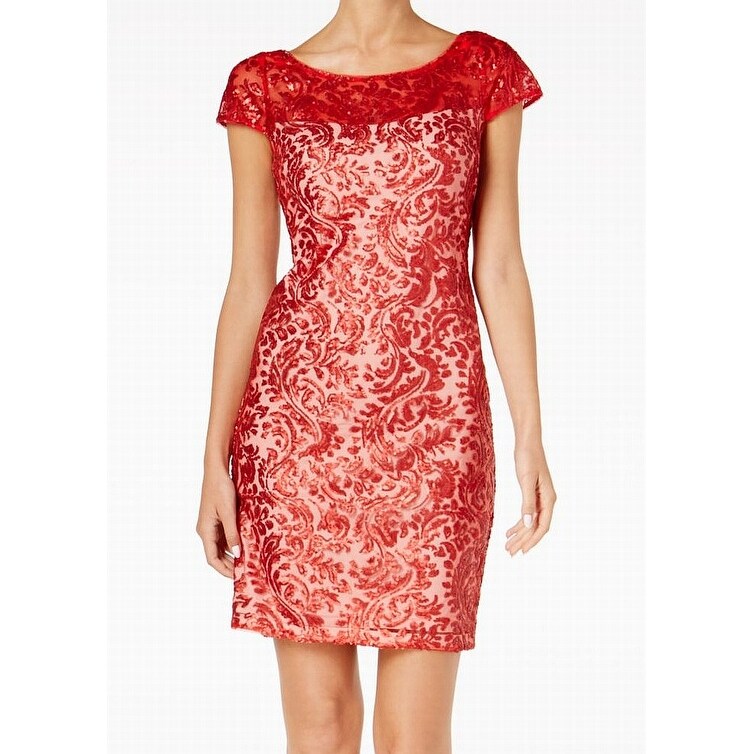 calvin klein red lace dress