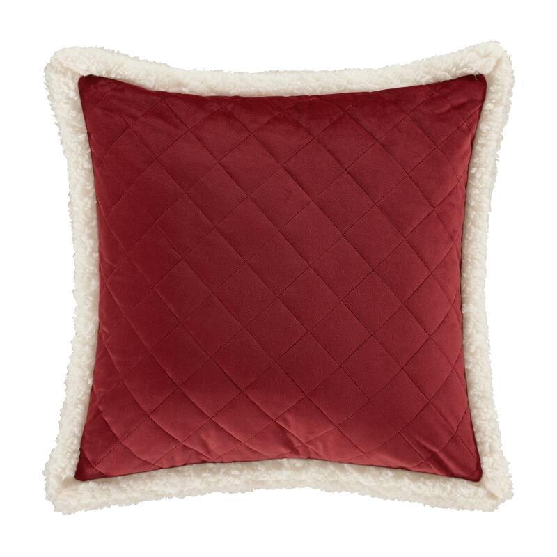 J. Queen New York Cozy Christmas Sherpa 18" Square Quilted Decorative Throw Pillow