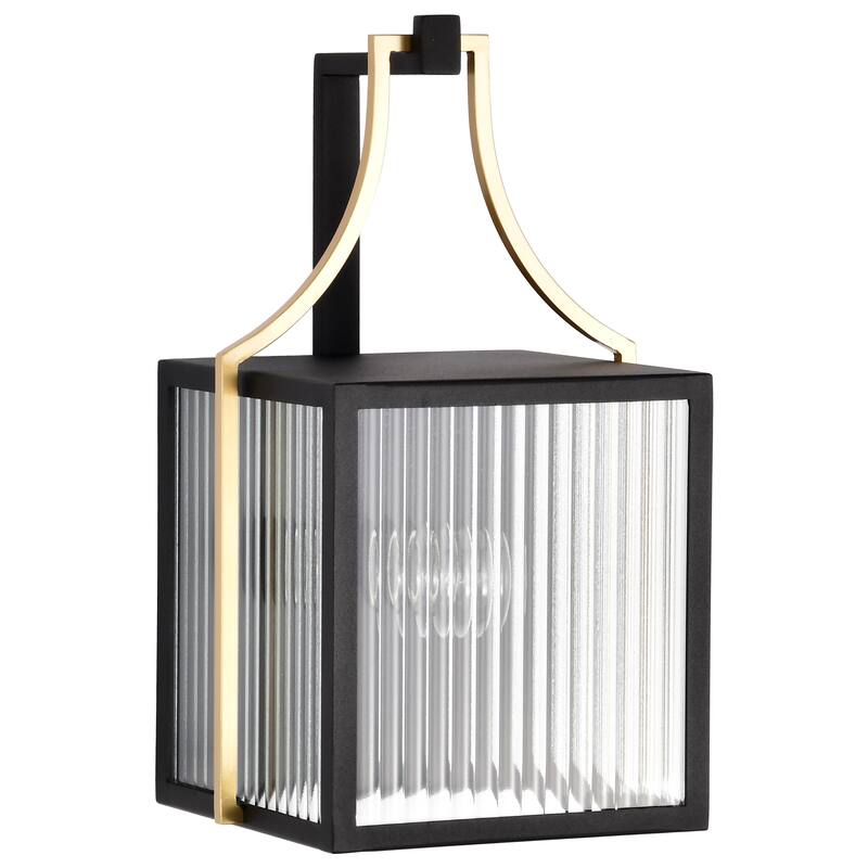 Holden Medium Outdoor Lantern Gold and Black Finish Clear Glass - Black / Gold