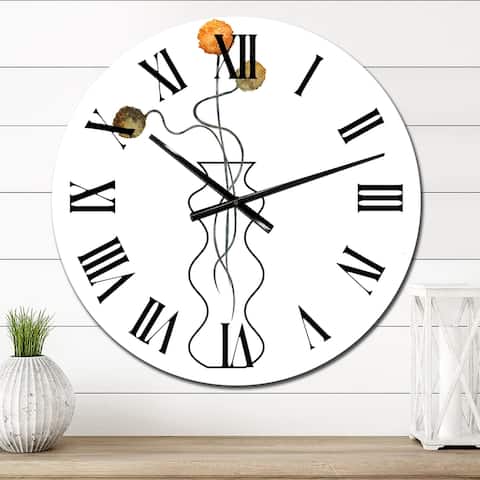 Designart 'Composition With Minimalistic Floral Bouquet II' Casual wall clock
