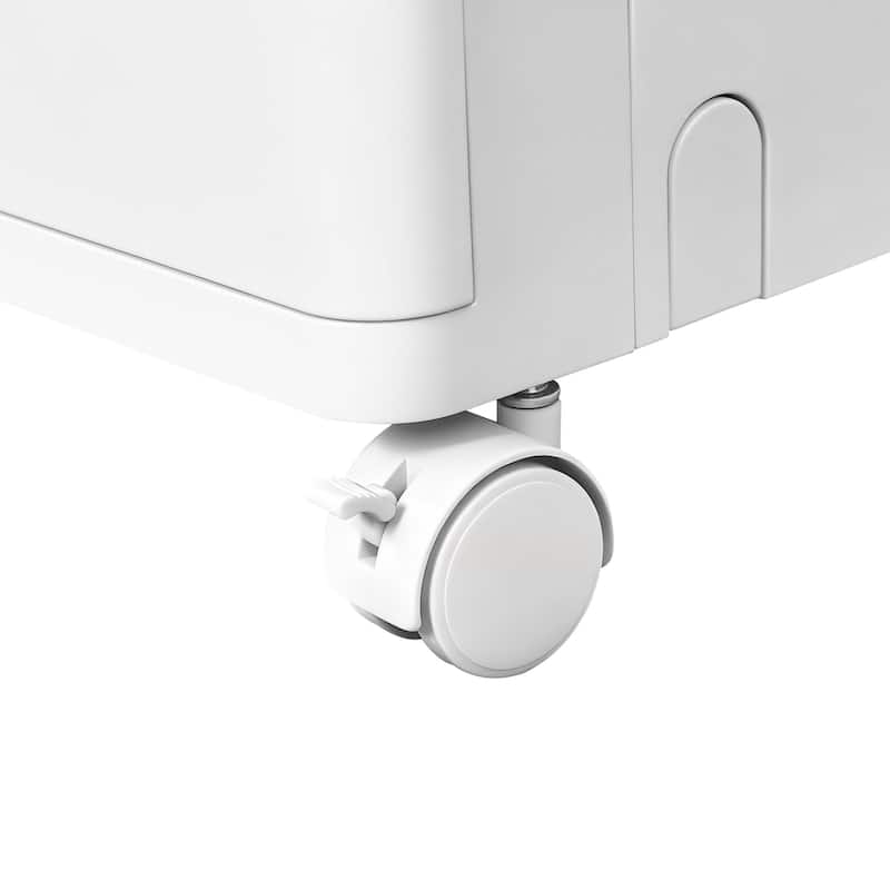 VECELO 1-Tier & 2-Tier White Plastic Rolling Storage Cabinet with Wheels & Transparent Drawers No Tools Assembly for Bedroom