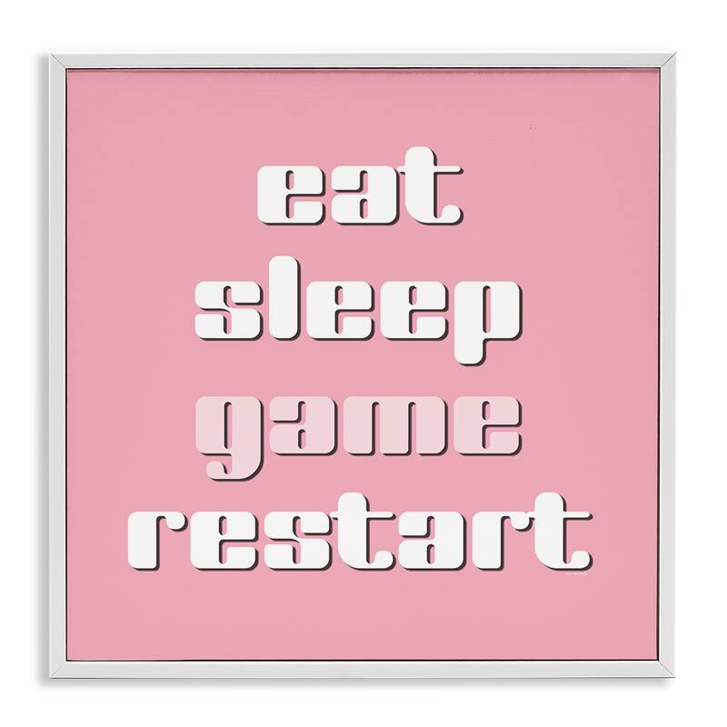 Stupell Gamer Phrases on Pink Framed Giclee Art Design By Yass Naffas Designs - 24 x 24 - White