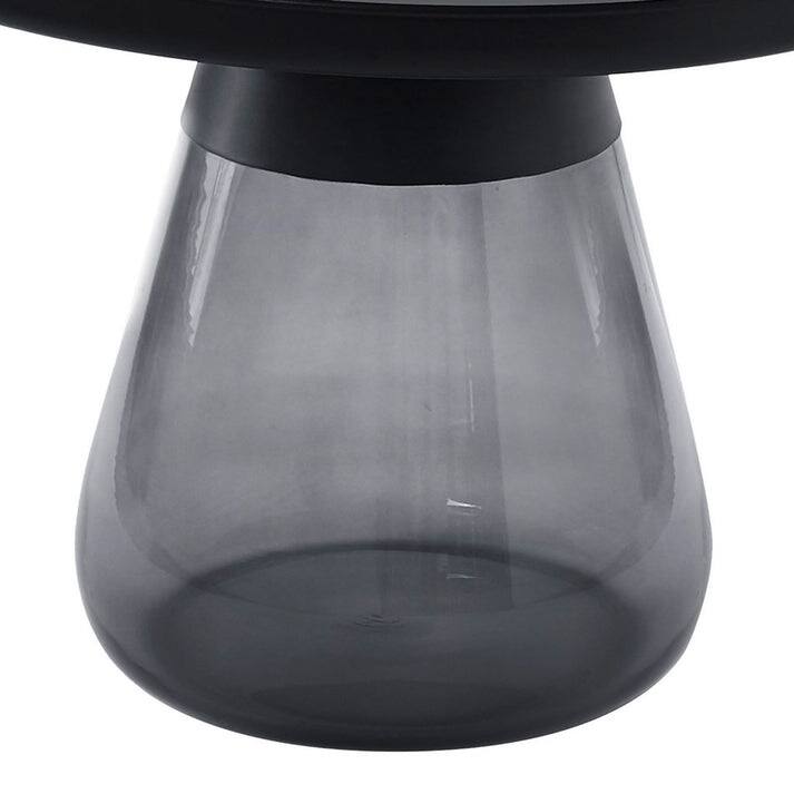24" Matte Black Tray Top Aeryn Nesting Tabl With Smoky Gray Glass Base - 24x17