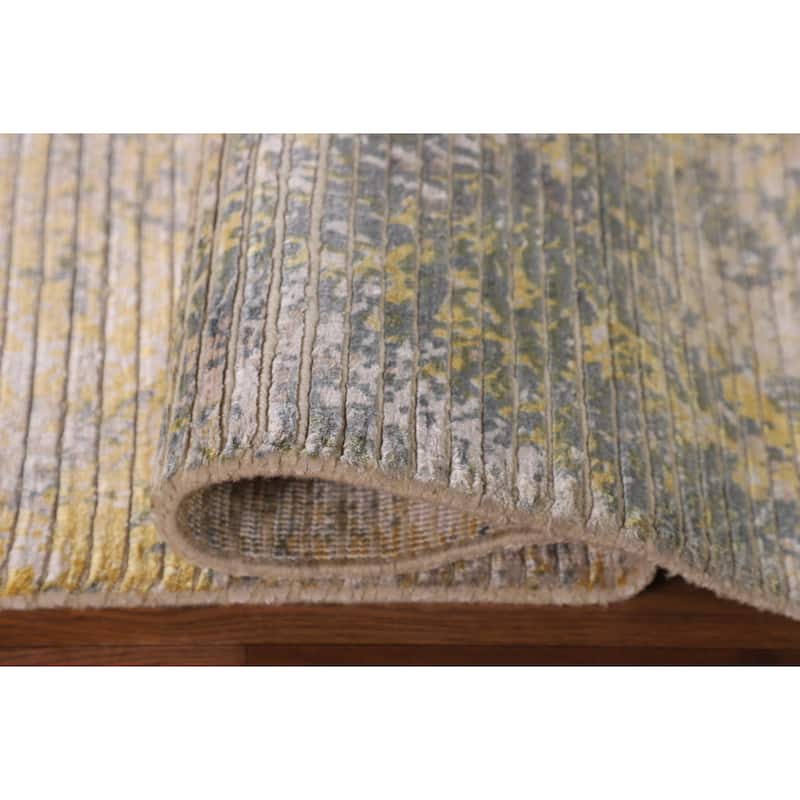 All-Over Striped Abstract Modern Area Rug Handmade Wool Carpet - 5'5" x 7'5"