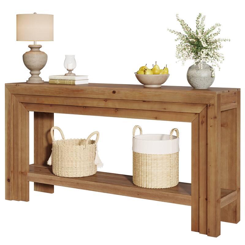 63-Inch Solid Wood Entryway Table, Console Tables with Storage Shelf, Entry Furniture for Entrance, Hallway, Living Room