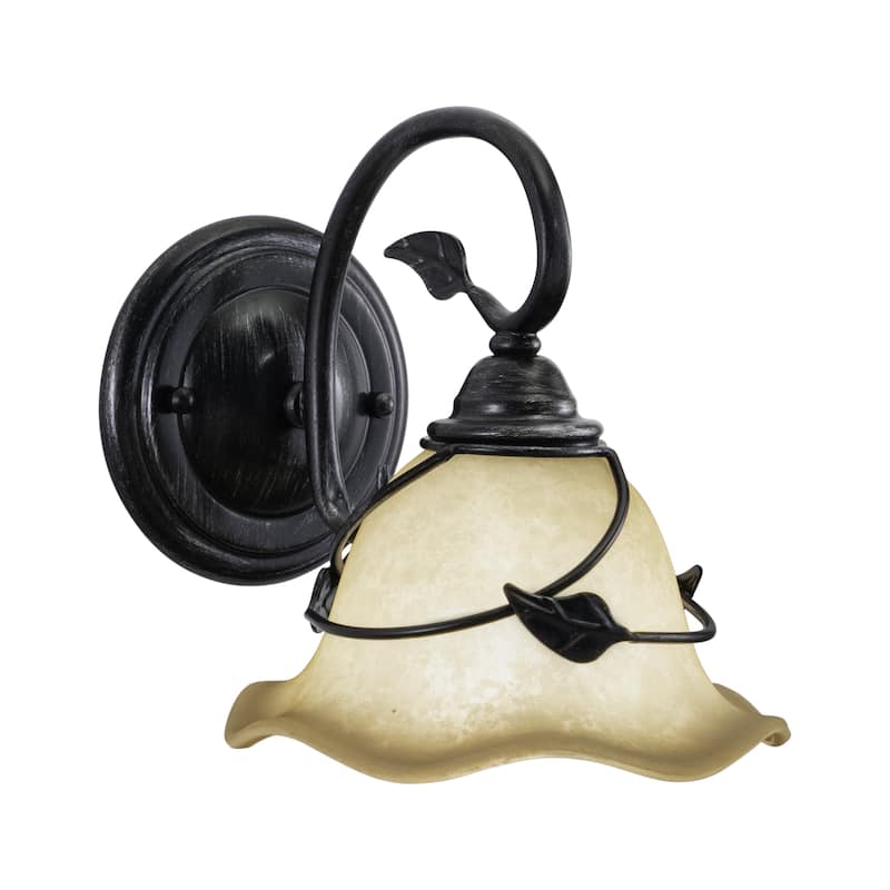 Vine 1 Light Black Rustic Bathroom Wall Fixture - 7.5-in W x 9.25-in H x 10-in D - Oil Shale - 7.5-in W x 9.25-in H x 10-in D