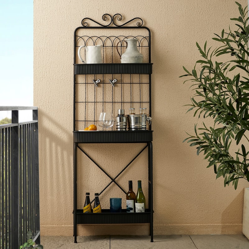 Glitzhome 68"H 3-tier Metal Plant Stands Planters Garden Flower Pot Storage Shelf Bakers Rack - Black
