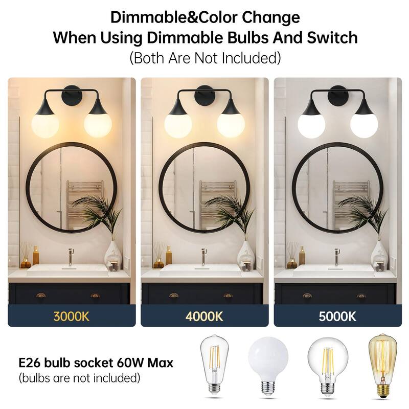 Dimmable Vanity Light with Clear Glass Shade
