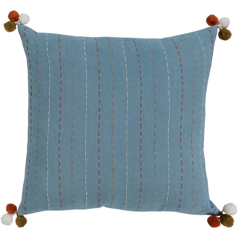 Viriato Striped Denim Feather Down or Poly Filled Throw Pillow 20-inch