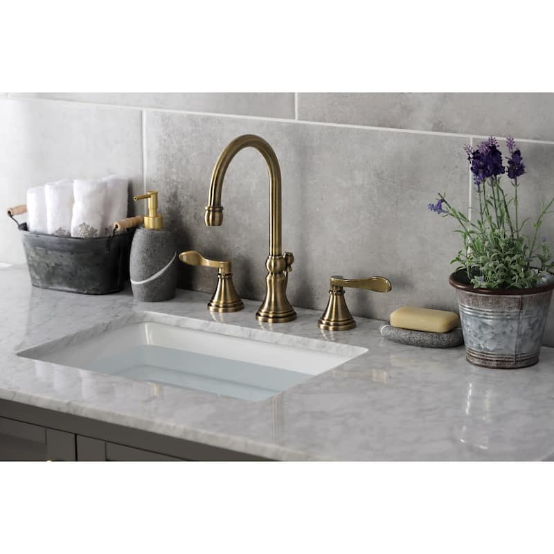 Kingston Brass KS298DFL NuFrench 1.2 GPM Deck Mounted Widespread - Antique Brass