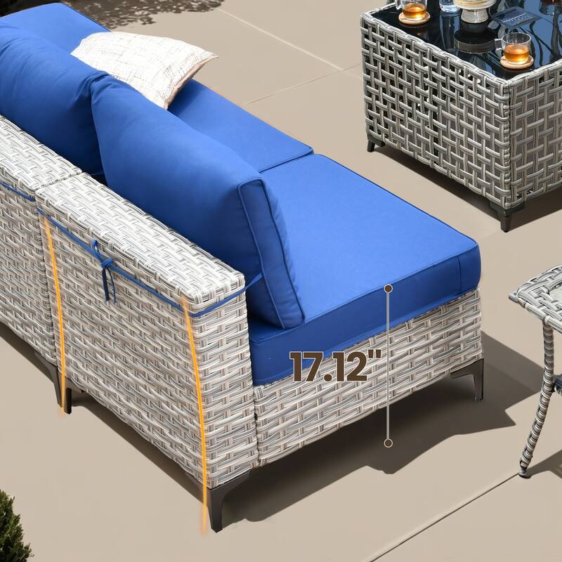 XIZZI 8-Piece Outdoor Wicker Furniture Sectional Swivel Chairs Set