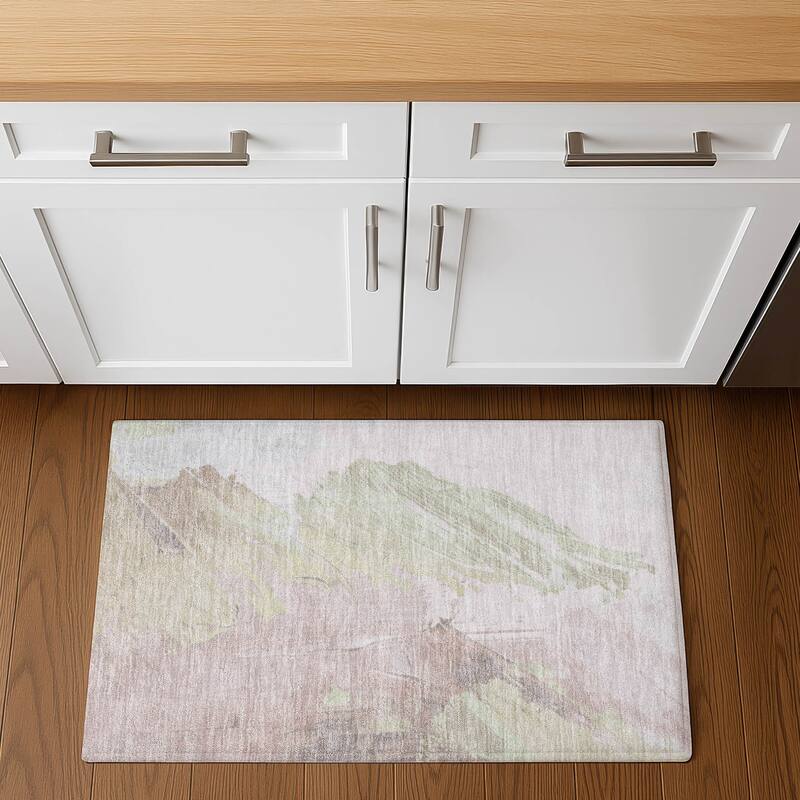 Premium Washable Super Soft Modern Brushstrokes Mayfield Rug - 1'8" x 2'6" - Pink