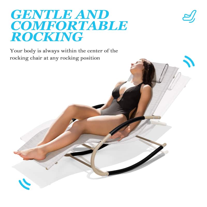 Outdoor Patio Rocking Chairs Curved Rocker Chaise Lounge Chairs (Set of 2) - 57.87" L x 24.70" W x 35.43" H
