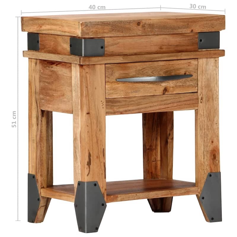 vidaXL Nightstand Storage Cabinet Bedside Table with Drawer Solid Wood Acacia
