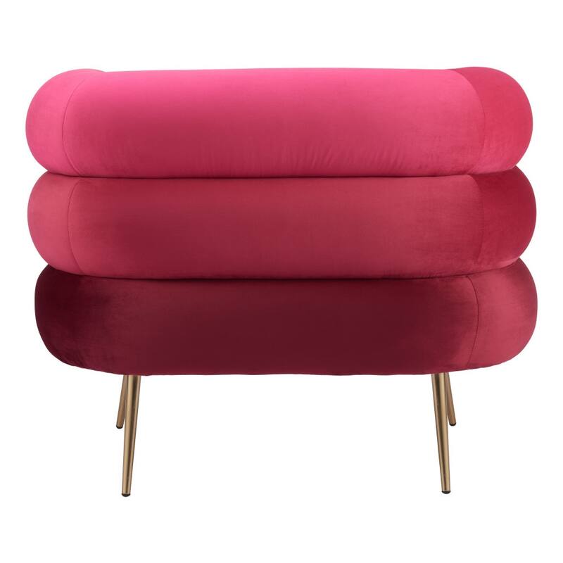 HomeRoots 41" Red And Gold Velvet And Upholstered Arm Chair - 41' X '31.9' X '32