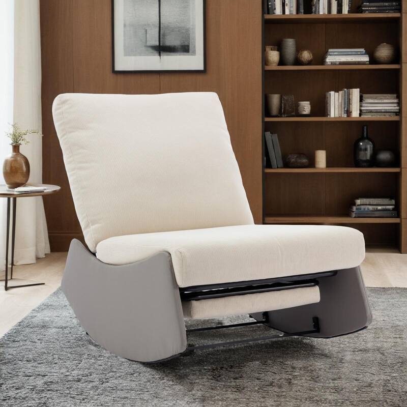 Modern Rocking Chair Recliner, Comfy Rocker Nursery Chair with Footrest, Accent Reading Chair, Upholstered Lounge Chair