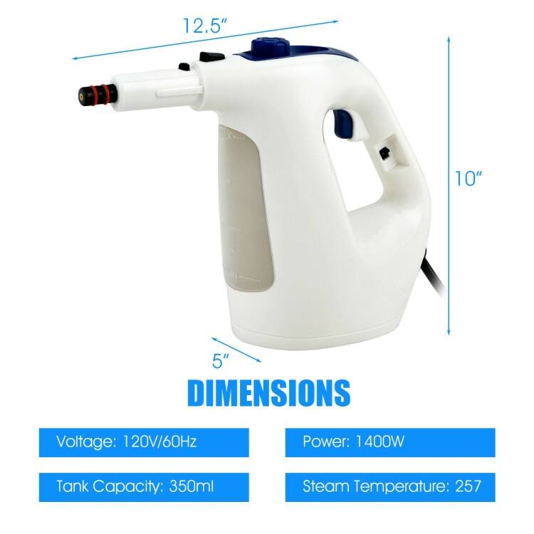 Powerful 1400W Handheld Steam Cleaner with 17 Accessories for Versatile Household Cleaning - 13" x 5" x 9.5" (L x W x H)